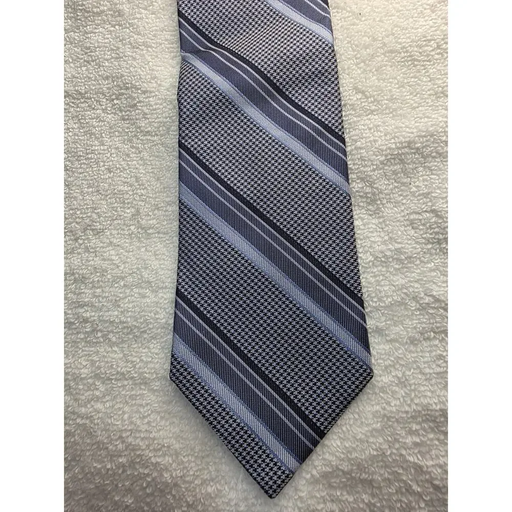 Nordstrom grey blue diagonal stripe houndstooth classic silk tie - 59.5